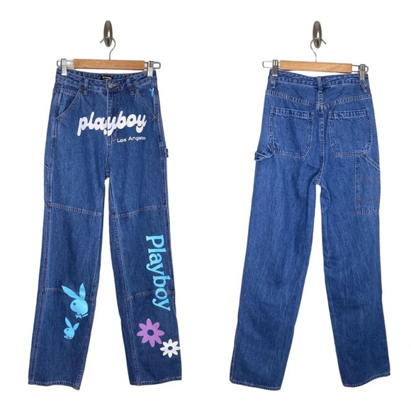 Playboy X PacSun Medium Wash High Rise Carpenter Jeans Size 25 - Picture 2 of 12